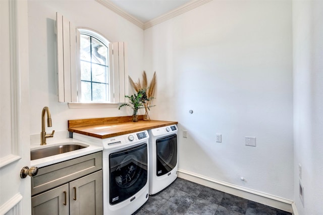 800 Manor Dr, Argyle, TX 76226 - laundry room with separate washer and dryer, crown molding, and cabinet space