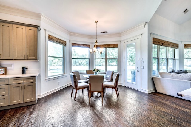 800 Manor Dr, Argyle, TX 76226 - dining space with a chandelier and dark wood finished floors