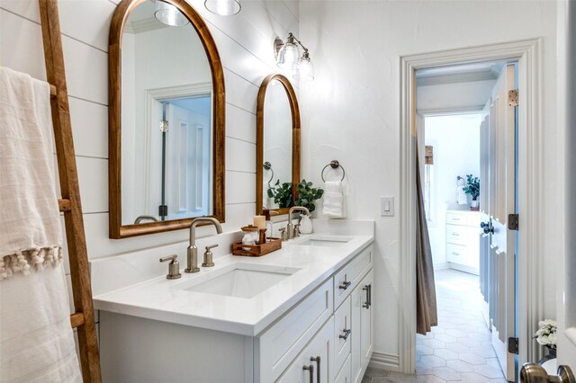 800 Manor Dr, Argyle, TX 76226 - full bathroom with double vanity and tile patterned flooring
