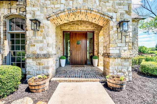 800 Manor Dr, Argyle, TX 76226 - doorway to property with stone siding