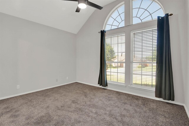 4909 Indio Ln, Sherman, TX 75092 - empty room with carpet floors, healthy amount of natural light, a ceiling fan, and vaulted ceiling
