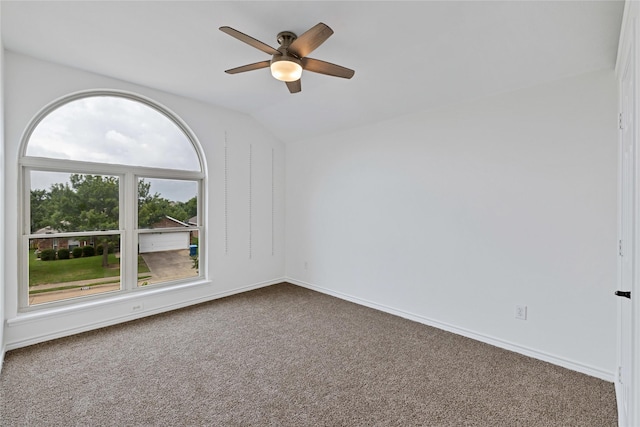1645 Ashbourne Dr, Rockwall, TX 75087 - carpeted spare room with vaulted ceiling and a ceiling fan