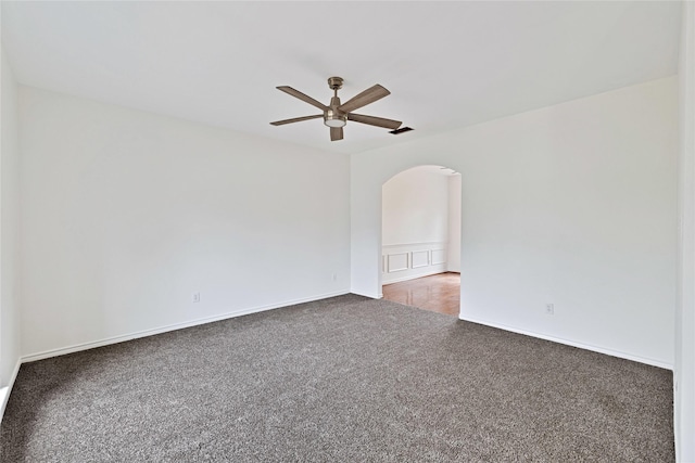 1645 Ashbourne Dr, Rockwall, TX 75087 - carpeted empty room with ceiling fan and arched walkways