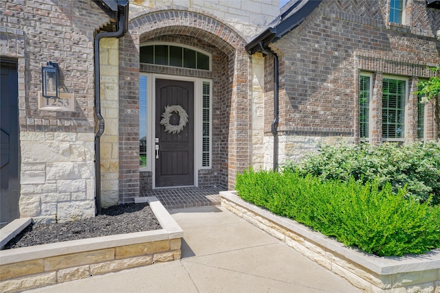 1253 Gray Fox Ln, Frisco, TX 75033 - doorway to property featuring brick siding and stone siding