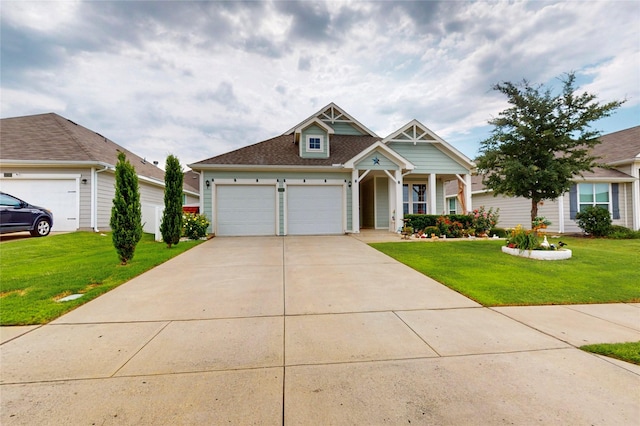 1712 Intervale Rd, Providence Village, TX 76227 - craftsman-style home with a front lawn, driveway, and covered porch