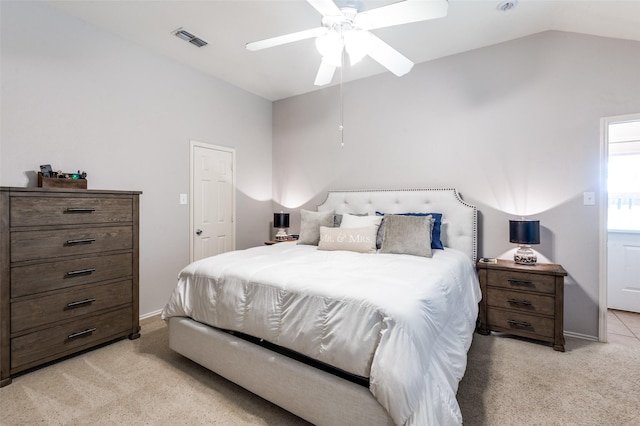 109 Niagara Falls Dr, Anna, TX 75409 - bedroom featuring light carpet, lofted ceiling, and a ceiling fan