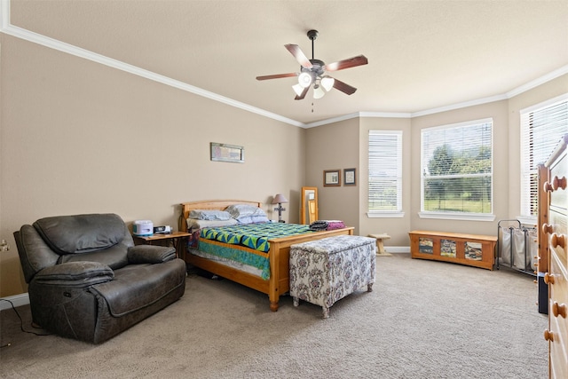 5024 Running Brook Dr, Joshua, TX 76058 - bedroom featuring crown molding, carpet floors, and a ceiling fan