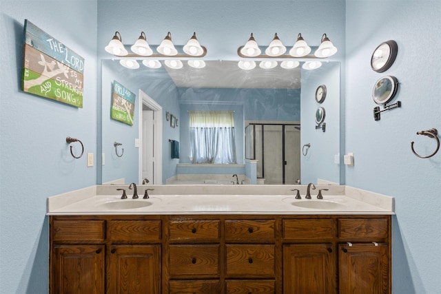 5024 Running Brook Dr, Joshua, TX 76058 - full bathroom featuring a stall shower and double vanity