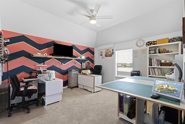5024 Running Brook Dr, Joshua, TX 76058 - office featuring carpet floors, a ceiling fan, and lofted ceiling