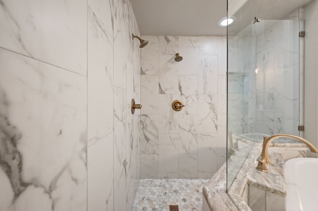 1001 Lakeridge Ct, Colleyville, TX 76034 - full bathroom featuring a marble finish shower