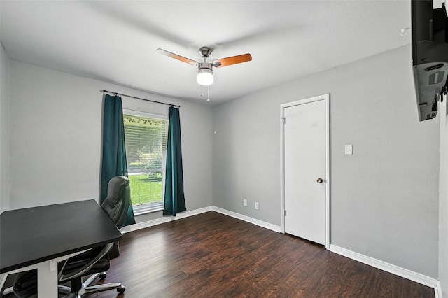 826 E Cherry St, Duncanville, TX 75116 - unfurnished office featuring ceiling fan and dark wood-type flooring