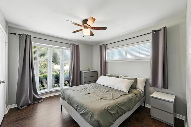 826 E Cherry St, Duncanville, TX 75116 - bedroom with dark wood-style floors and a ceiling fan