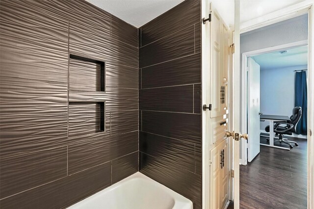 826 E Cherry St, Duncanville, TX 75116 - bathroom featuring bathtub / shower combination and wood finished floors