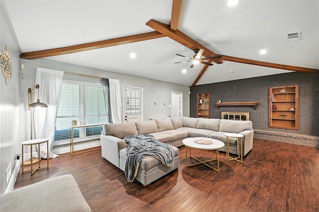 826 E Cherry St, Duncanville, TX 75116 - living area with wood finished floors, ceiling fan, recessed lighting, and a fireplace