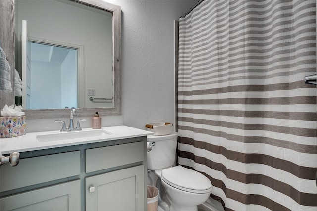 2128 Eastleigh Dr, Fort Worth, TX 76008 - full bathroom featuring vanity, a textured wall, and a shower with shower curtain
