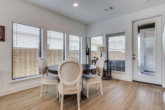 2128 Eastleigh Dr, Fort Worth, TX 76008 - dining area with light wood-style floors and recessed lighting