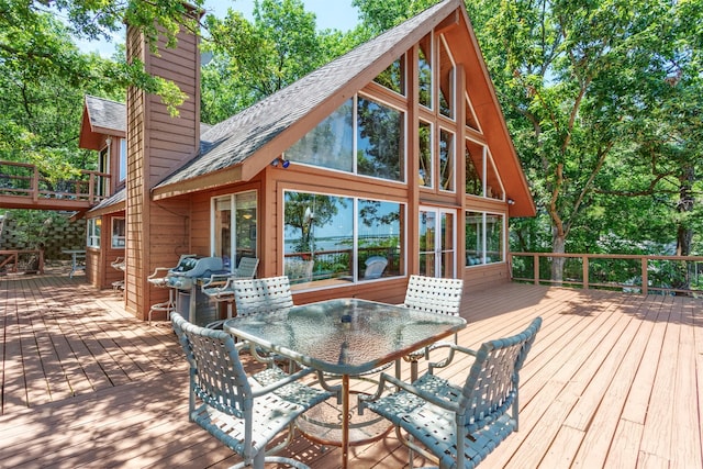 110 Waterview Ln, Pottsboro, TX 75076 - deck featuring outdoor dining space and a grill
