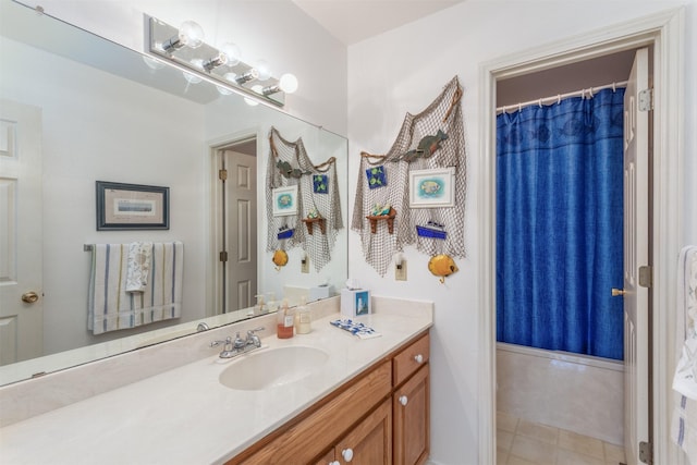 110 Waterview Ln, Pottsboro, TX 75076 - full bathroom featuring vanity, a shower with curtain, and tile patterned flooring