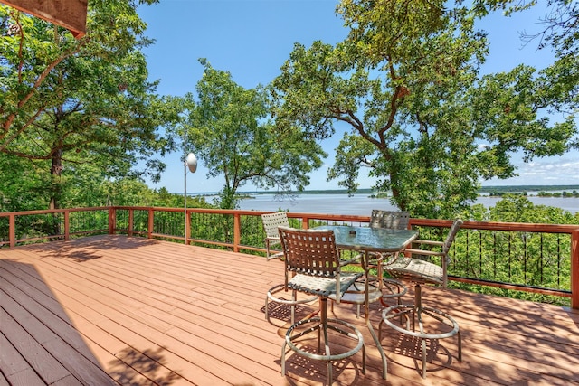 110 Waterview Ln, Pottsboro, TX 75076 - deck featuring a water view and outdoor dining space