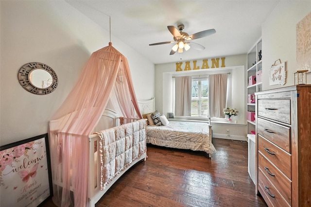 9840 El Colina Dr, Fort Worth, TX 76179 - bedroom featuring dark wood-type flooring and ceiling fan