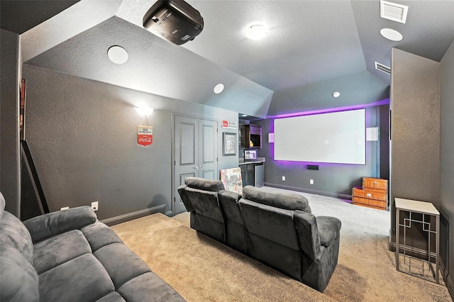 9840 El Colina Dr, Fort Worth, TX 76179 - carpeted cinema with lofted ceiling and a textured wall