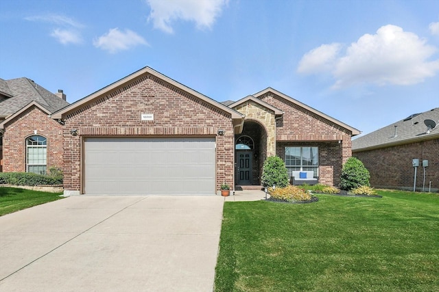 10200 Wildfowl Dr, Fort Worth, TX 76177 - view of front facade with driveway, brick siding, a front lawn, and an attached garage