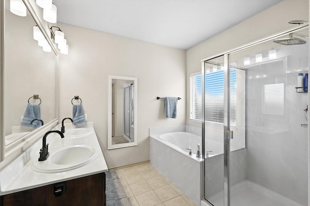 10200 Wildfowl Dr, Fort Worth, TX 76177 - bathroom with a bath, a shower stall, and double vanity