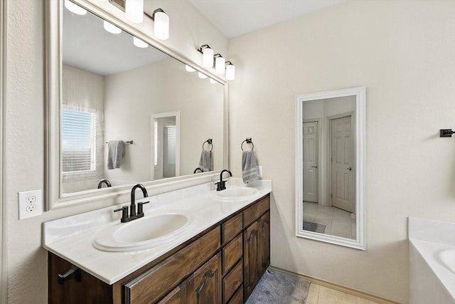 10200 Wildfowl Dr, Fort Worth, TX 76177 - full bath featuring double vanity, a bath, and tile patterned floors
