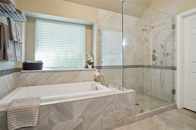 1660 Spinnaker Ln, Azle, TX 76020 - bathroom featuring a garden tub and a shower stall