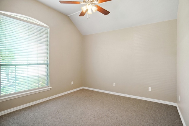 1660 Spinnaker Ln, Azle, TX 76020 - spare room with lofted ceiling, a ceiling fan, and carpet floors