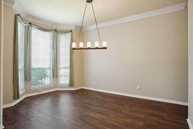 1660 Spinnaker Ln, Azle, TX 76020 - unfurnished room featuring a chandelier, dark wood-type flooring, and ornamental molding