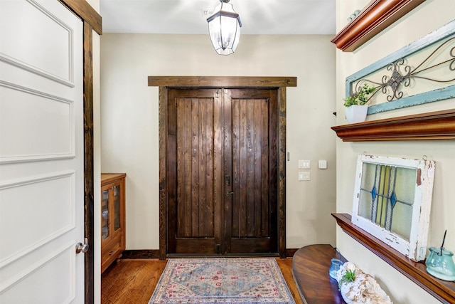 421 Dallas St, Argyle, TX 76226 - foyer entrance featuring wood finished floors and baseboards