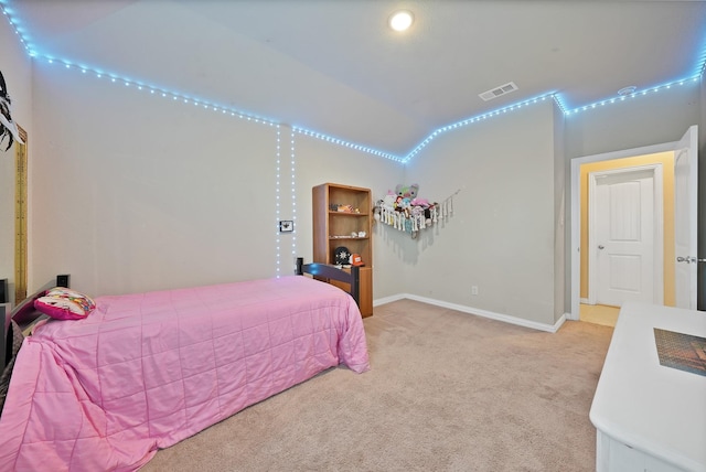 127 Pasture Ln, Decatur, TX 76234 - carpeted bedroom with vaulted ceiling and baseboards