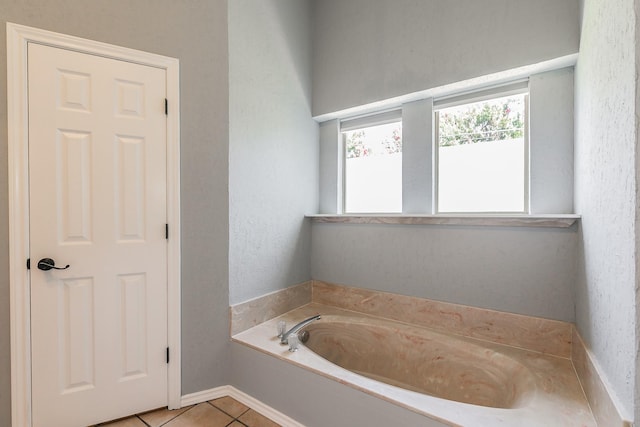 6215 Suffolk Dr, Arlington, TX 76001 - full bathroom with a garden tub and tile patterned flooring