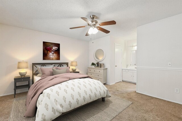 2017 Jessie Pl, Edgecliff Village, TX 76134 - bedroom featuring light colored carpet, a ceiling fan, and connected bathroom