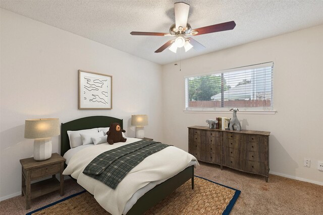 2017 Jessie Pl, Edgecliff Village, TX 76134 - carpeted bedroom featuring a textured ceiling and a ceiling fan