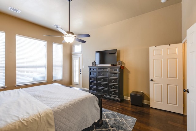 1970 Lake Forest Dr, Rockwall, TX 75087 - bedroom with dark wood-style floors and a ceiling fan