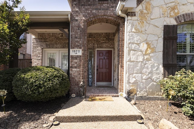 1970 Lake Forest Dr, Rockwall, TX 75087 - doorway to property with brick siding and stone siding
