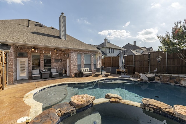 1970 Lake Forest Dr, Rockwall, TX 75087 - view of pool with a pool with connected hot tub, outdoor lounge area, and a patio area