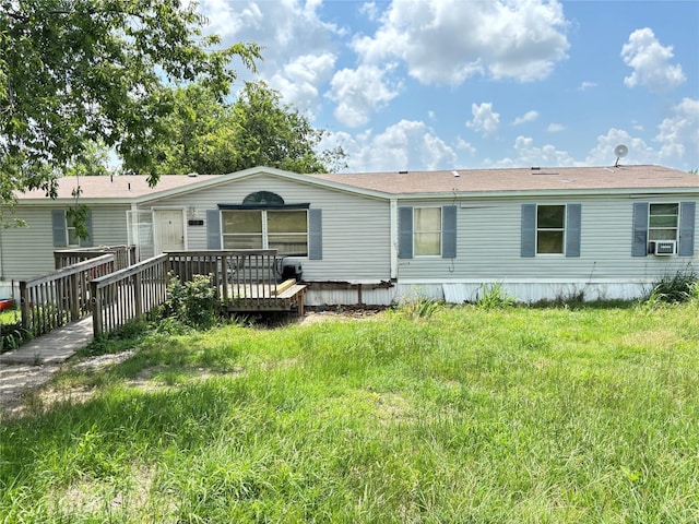 295 Denton Heights Ln, Weatherford, TX 76085 - rear view of house with a wooden deck and cooling unit