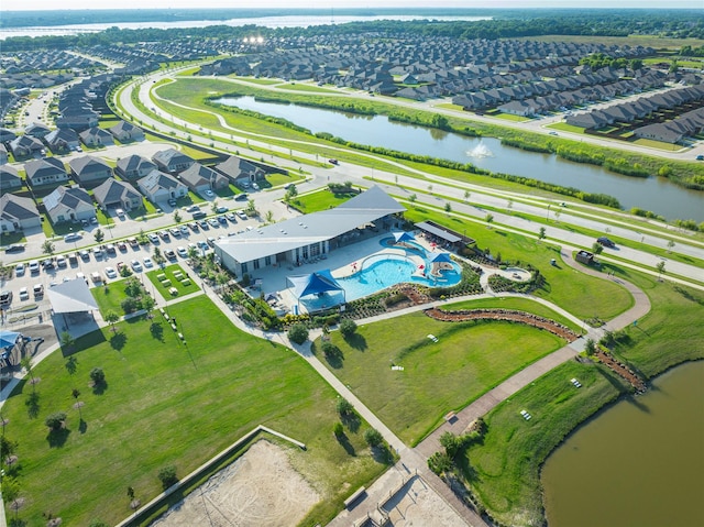 219 Autumn Sage Ln, Princeton, TX 75407 - aerial view of residential area featuring a nearby body of water and a pool area