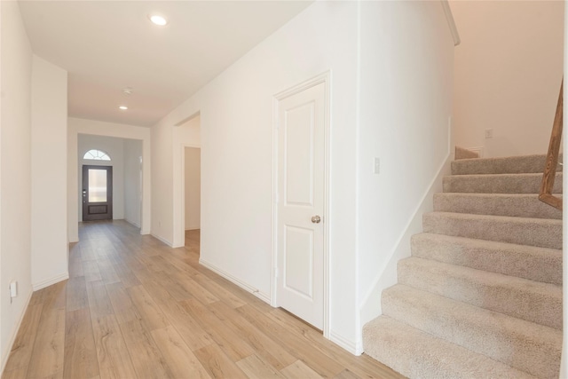 219 Autumn Sage Ln, Princeton, TX 75407 - hall featuring light wood-style flooring, stairs, and recessed lighting