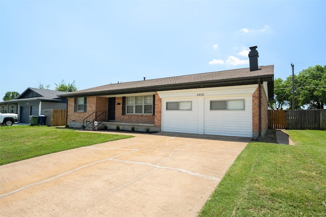 2405 Patricia Ln, Garland, TX 75041 - ranch-style home featuring brick siding, driveway, a chimney, and a garage