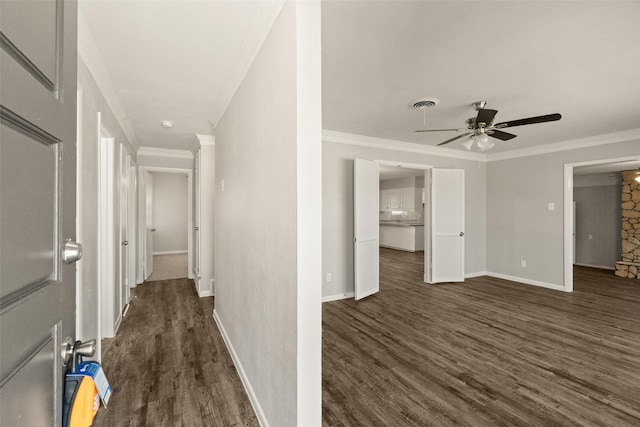 2405 Patricia Ln, Garland, TX 75041 - hall featuring dark wood finished floors and crown molding