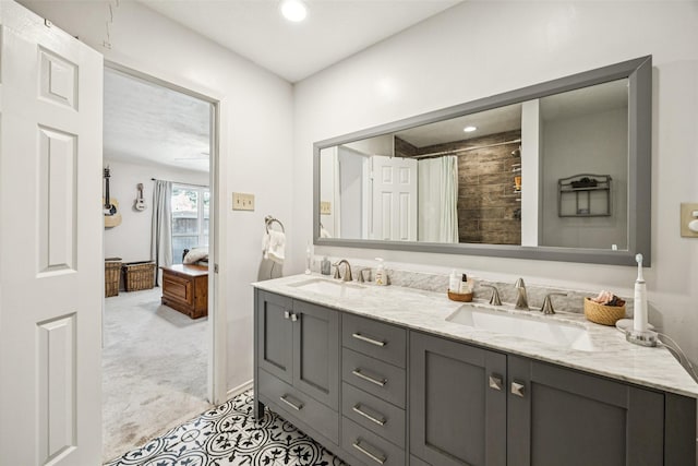 2924 Whitemarsh Cir, Richardson, TX 75080 - full bath featuring double vanity, a shower with shower curtain, and recessed lighting