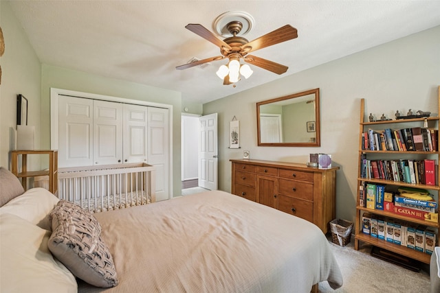 2924 Whitemarsh Cir, Richardson, TX 75080 - carpeted bedroom featuring a closet and ceiling fan