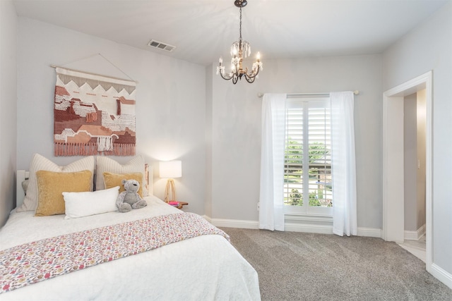 11640 Mesa Verde Dr, Frisco, TX 75033 - bedroom featuring a chandelier and carpet