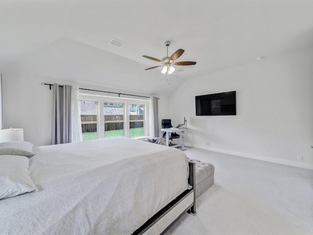 412 Navo Rd, Little Elm, TX 75068 - carpeted bedroom featuring lofted ceiling and ceiling fan