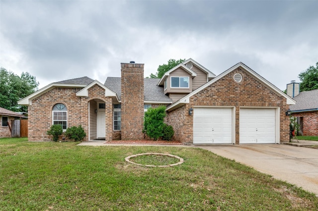 224 Iberis Dr, Arlington, TX 76018 - view of front of property featuring brick siding, an attached garage, concrete driveway, and a front lawn
