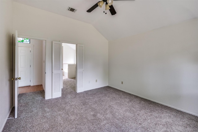 224 Iberis Dr, Arlington, TX 76018 - unfurnished bedroom with carpet flooring, vaulted ceiling, and ceiling fan